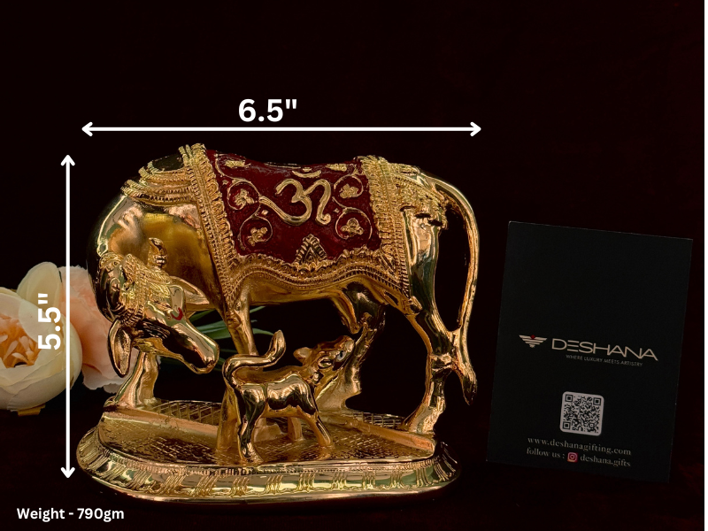 Deshana 's Gold Plated Enamel Finish Kamdhenu