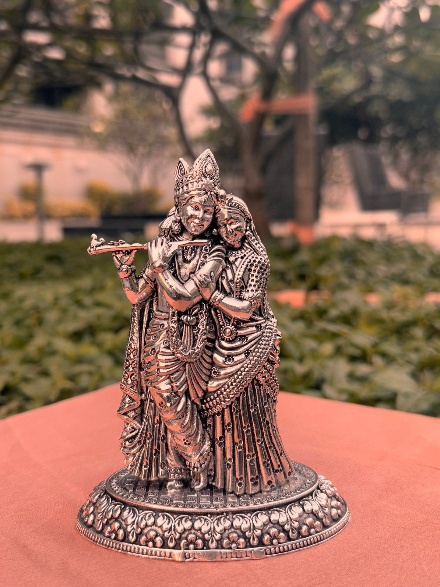 Antique Silver Plated Radha Krishna
