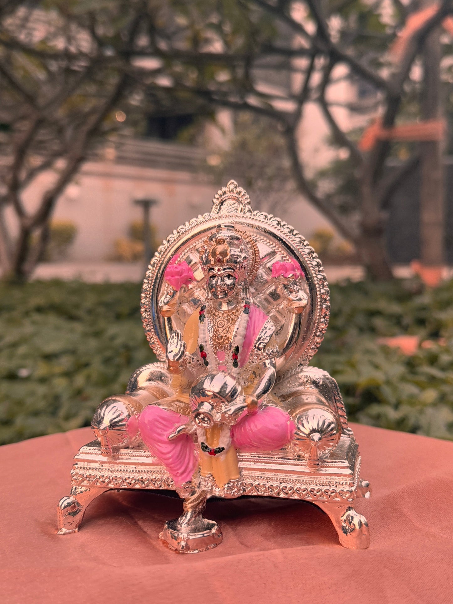 Antique Silver Plated Pair of Ganeshji and Laxmi Ji -Colored