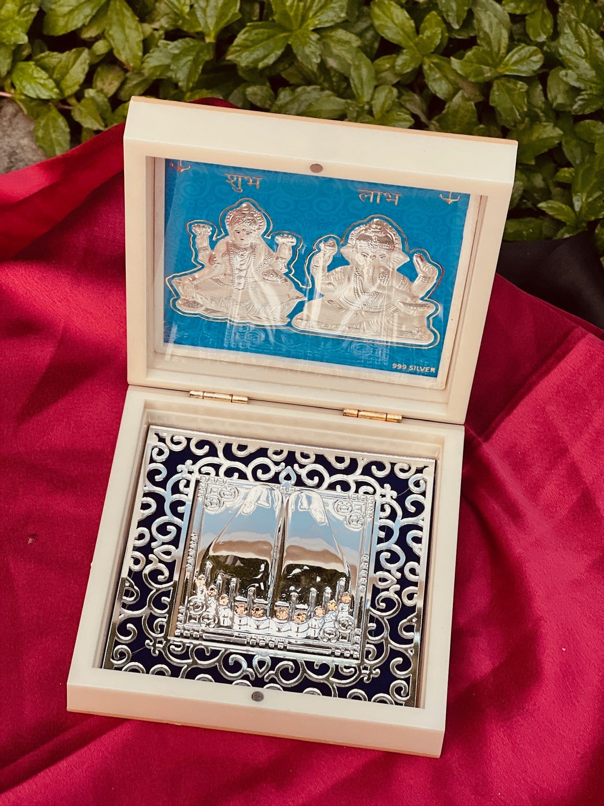 Silver Foil Pooja Petti Medium -Radha Krishna