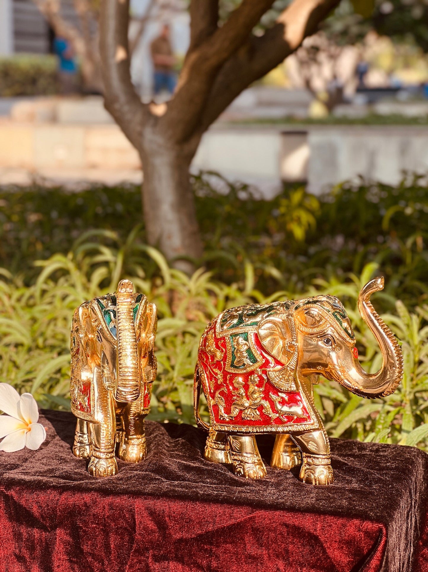 DESHANA Antique Meena Work Pair of Elephants – A Symbol of Strength, Wisdom, and Good Fortune-Big Size
