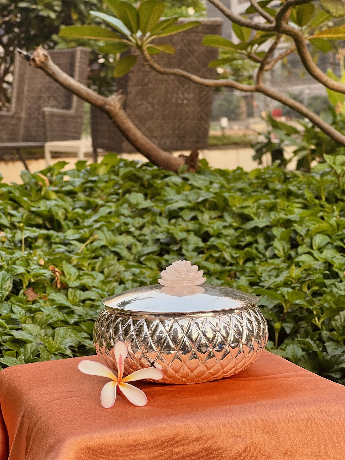 Silver Plated Designer Container with Stone Holder