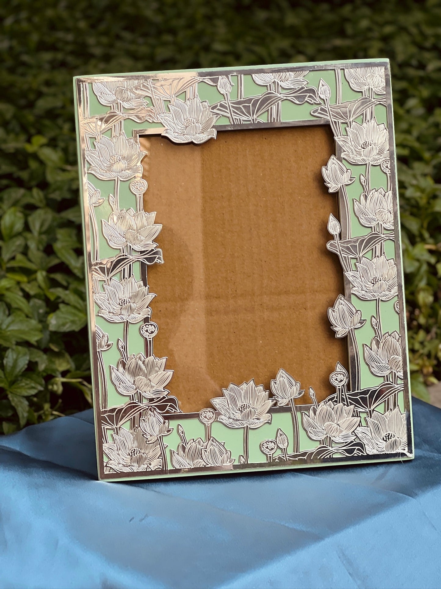 Green Wooden & Silver Plated Photo Frame