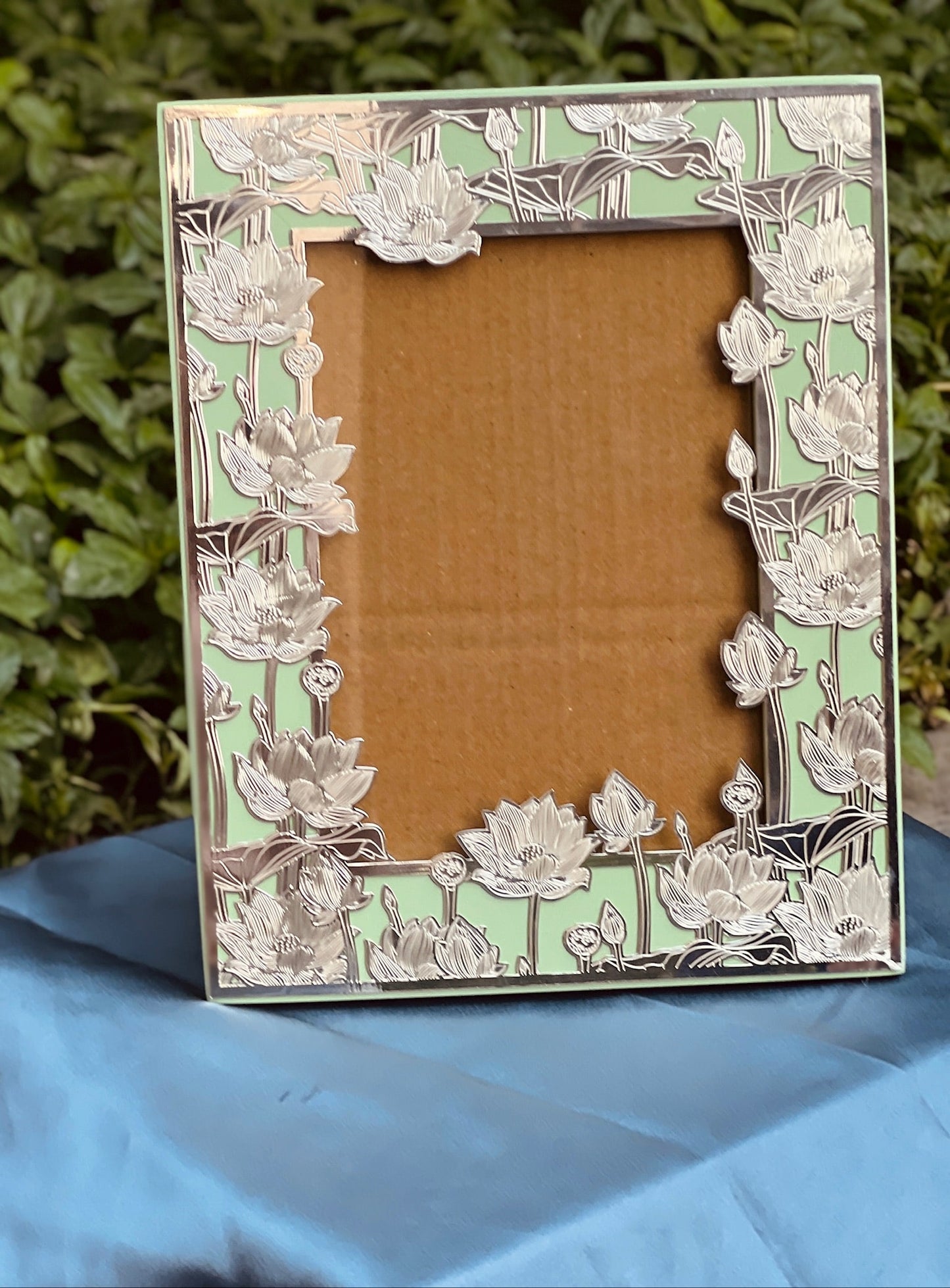 Green Wooden & Silver Plated Photo Frame
