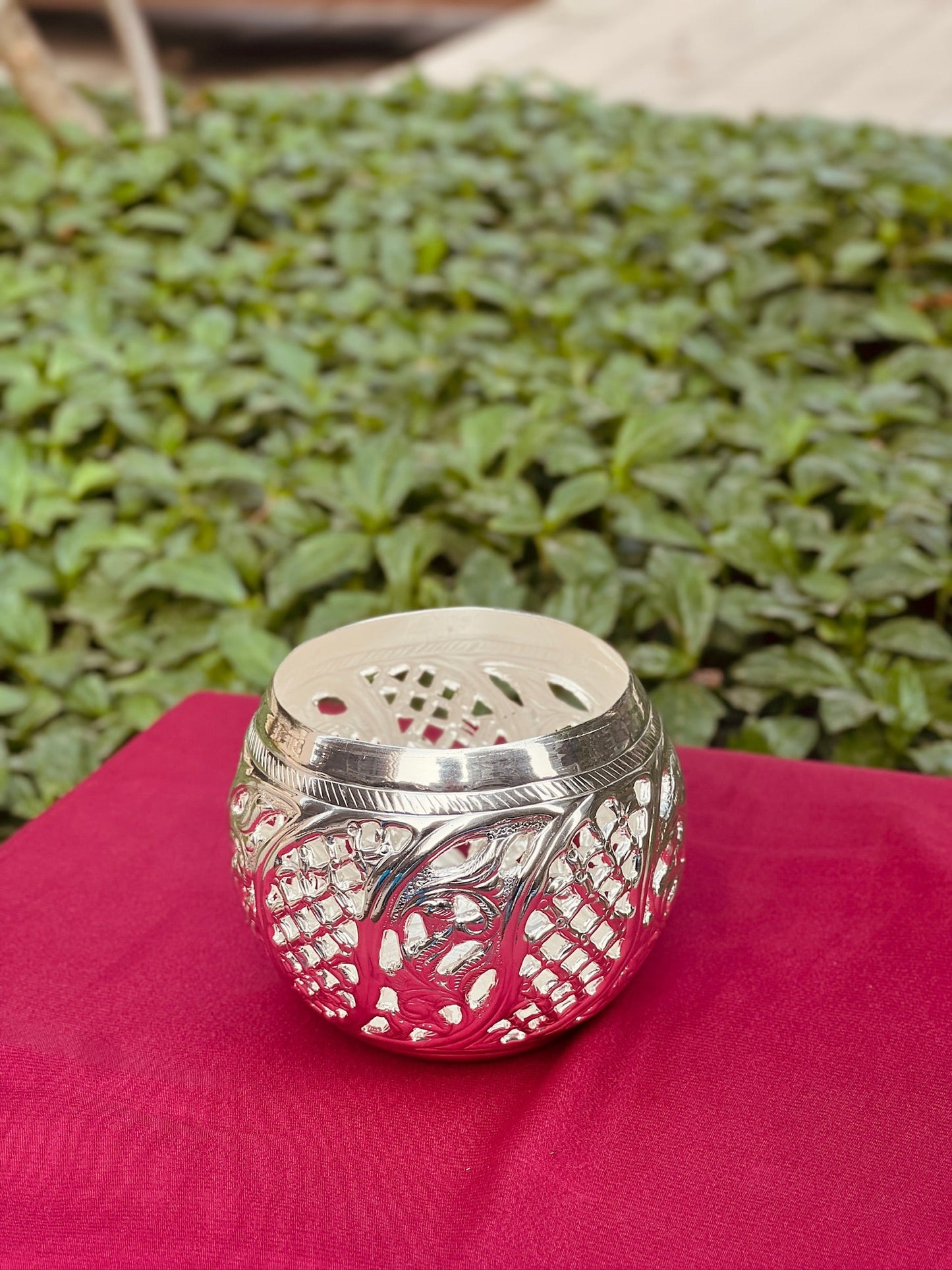 Silver Plated Jali Style Candle Stand