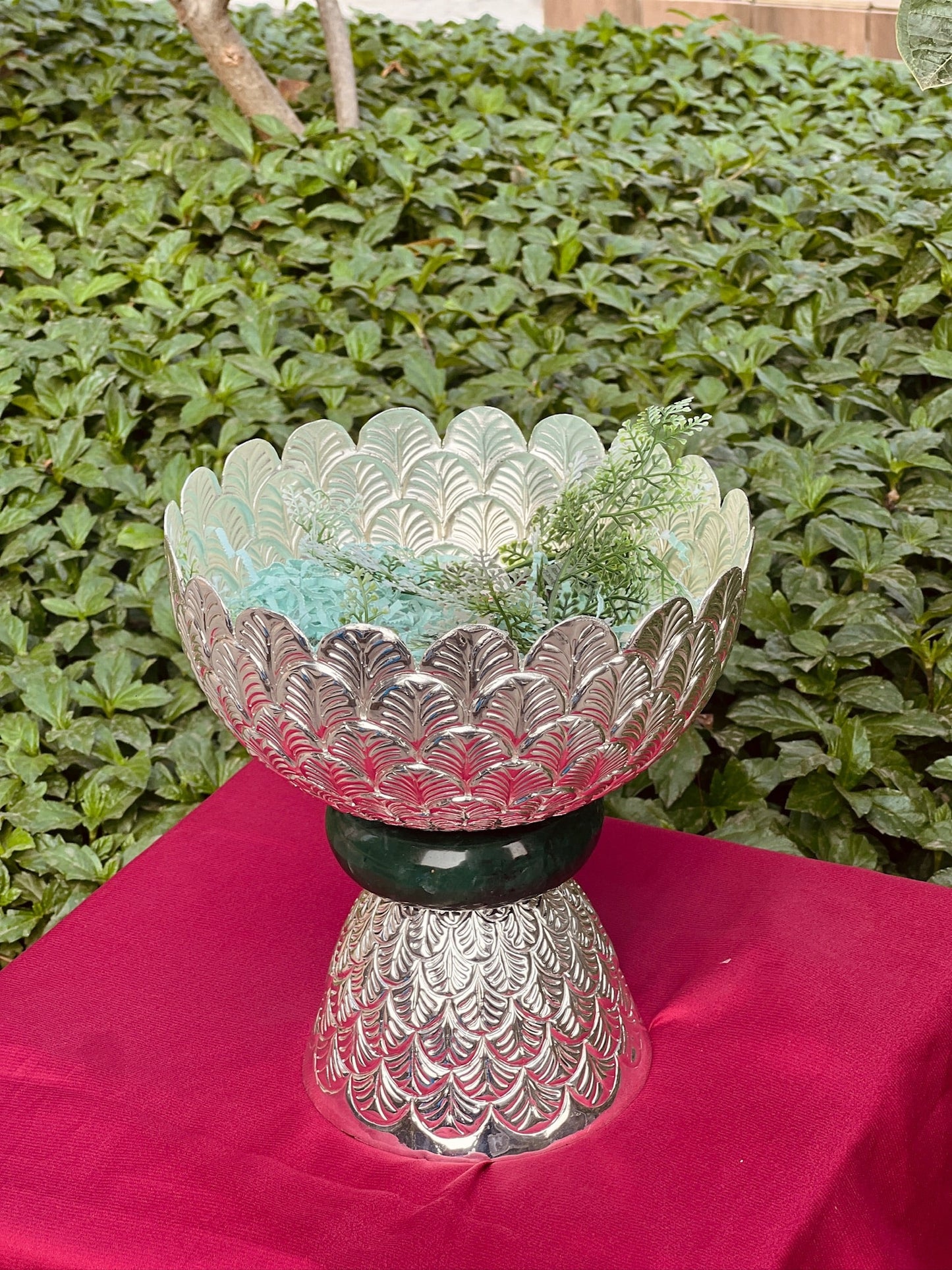 Long Style Stone Ring Silver Plated Bowl