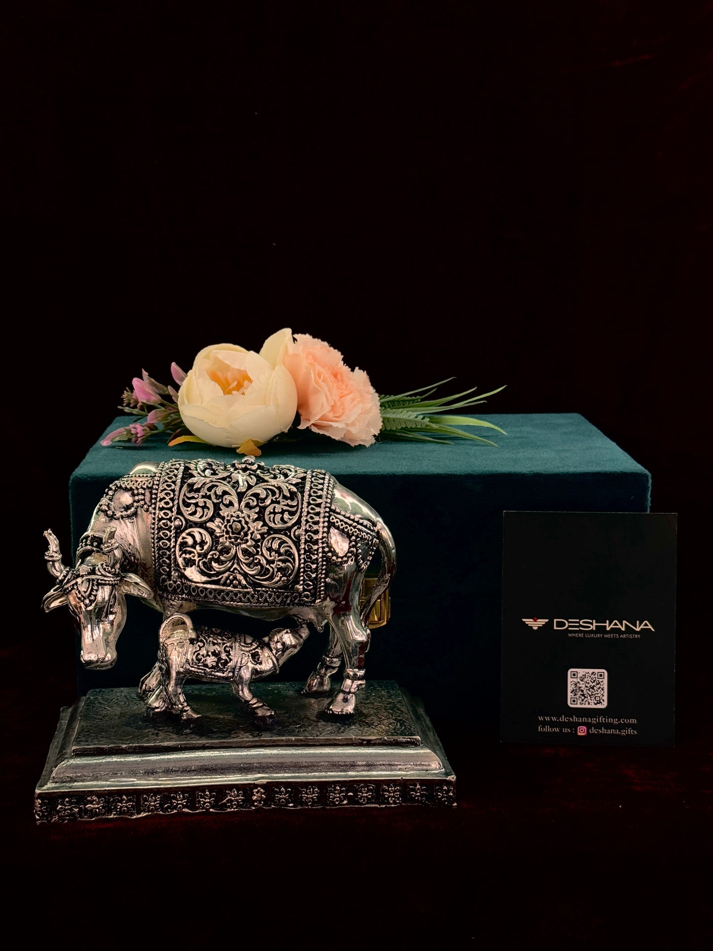 Deshana Silver-Plated Antique Finish Kamdhenu