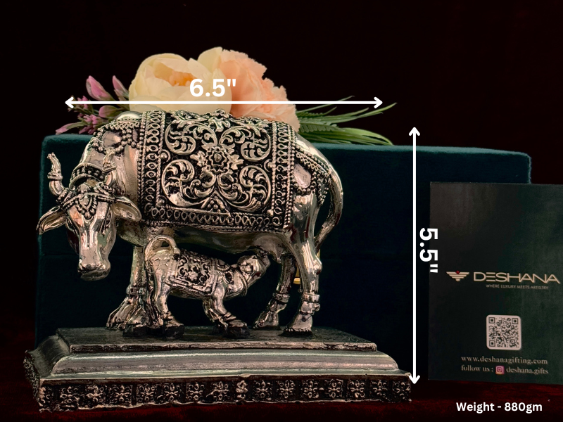 Deshana Silver-Plated Antique Finish Kamdhenu