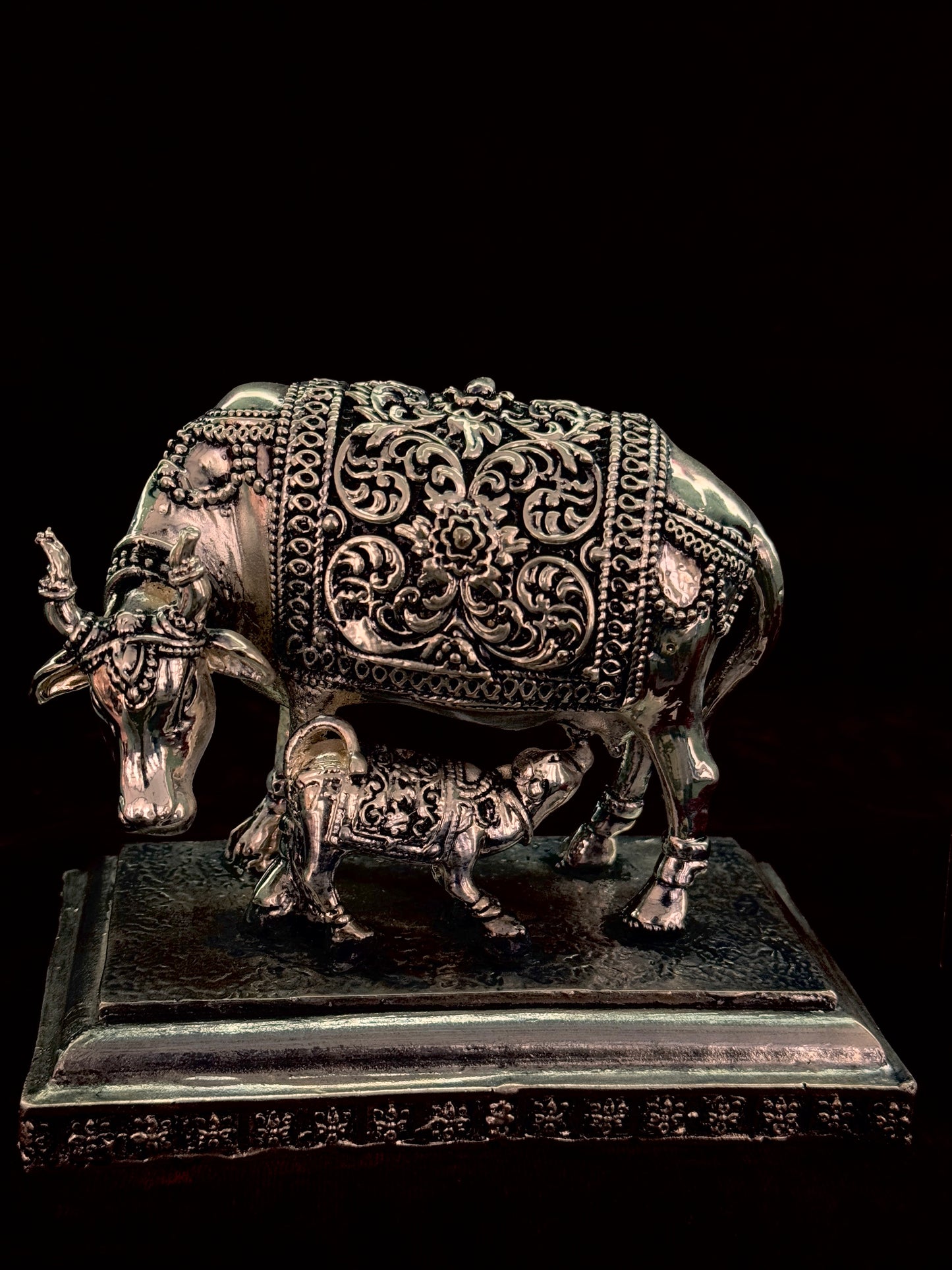 Deshana Silver-Plated Antique Finish Kamdhenu