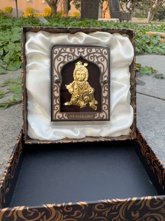 Gold Foil Lord Krishna Photo frame