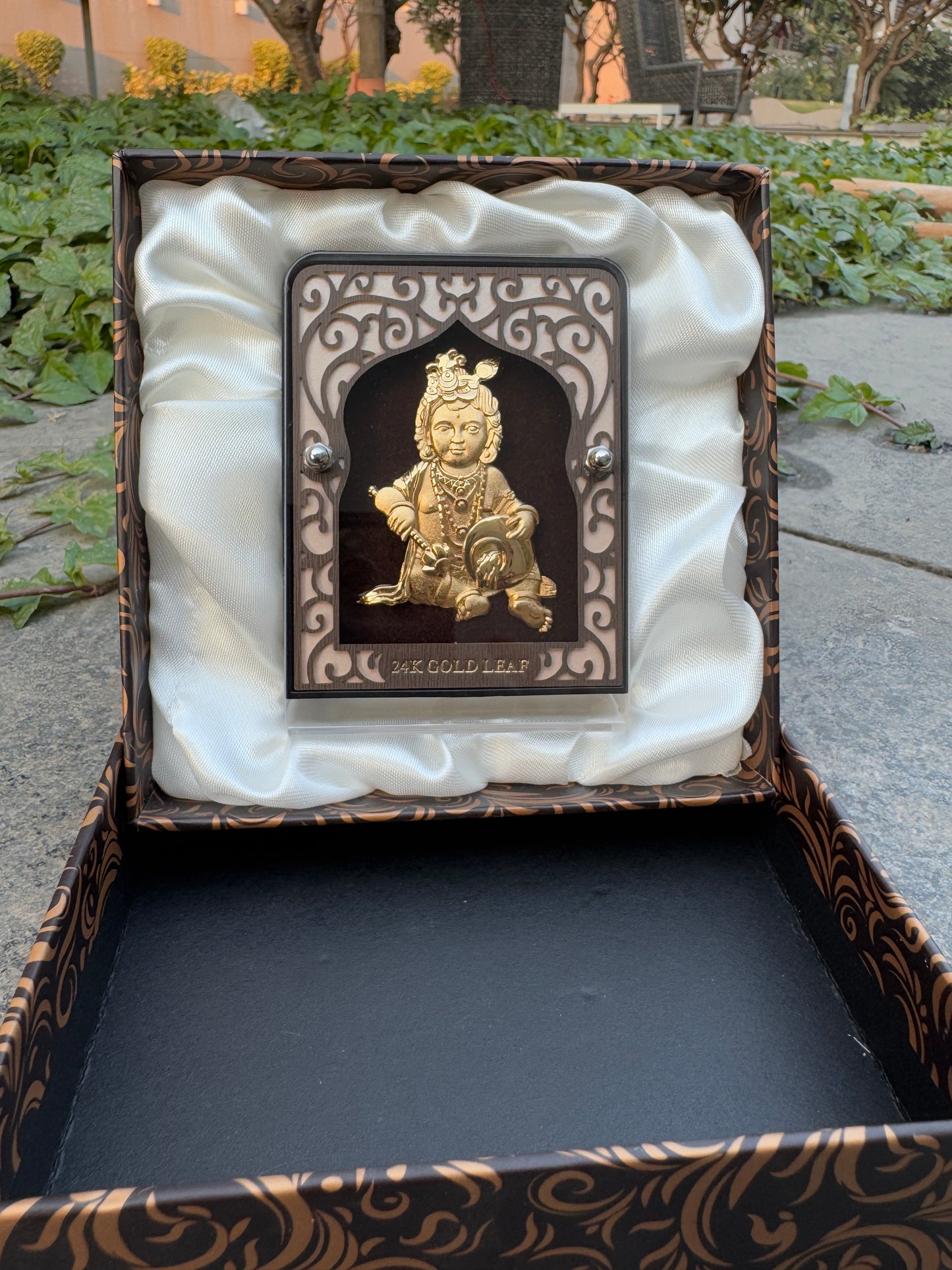 Gold Foil Lord Krishna Photo frame