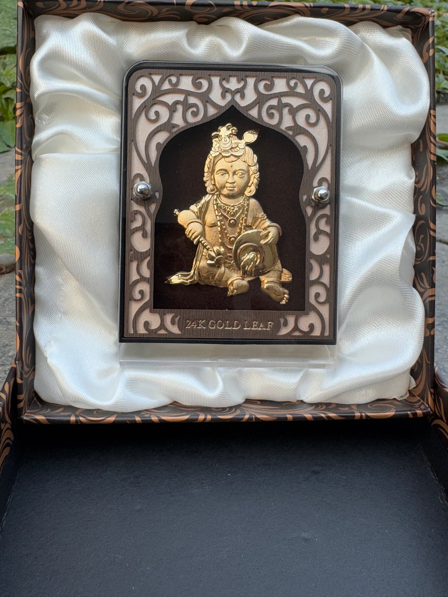 Gold Foil Lord Krishna Photo frame