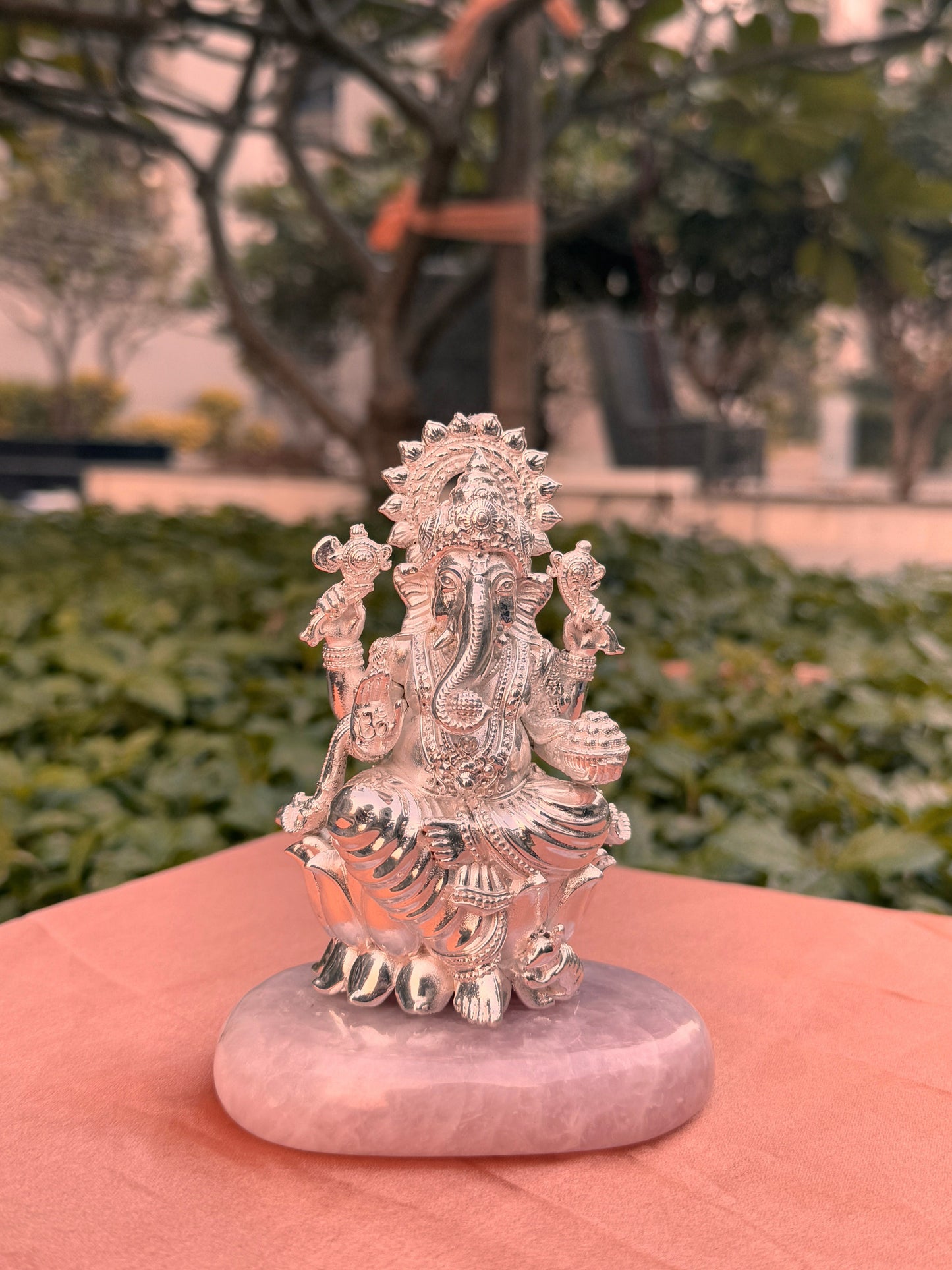 Silver Plated Antique Ganesh Ji Laxmi JI