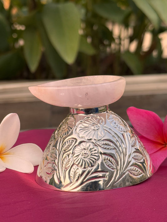 Silver Plated Real Stone On Top Diya