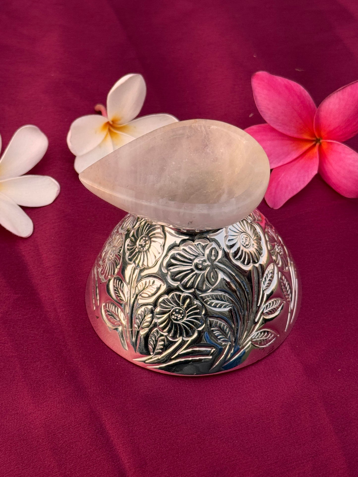 Silver Plated Real Stone On Top Diya