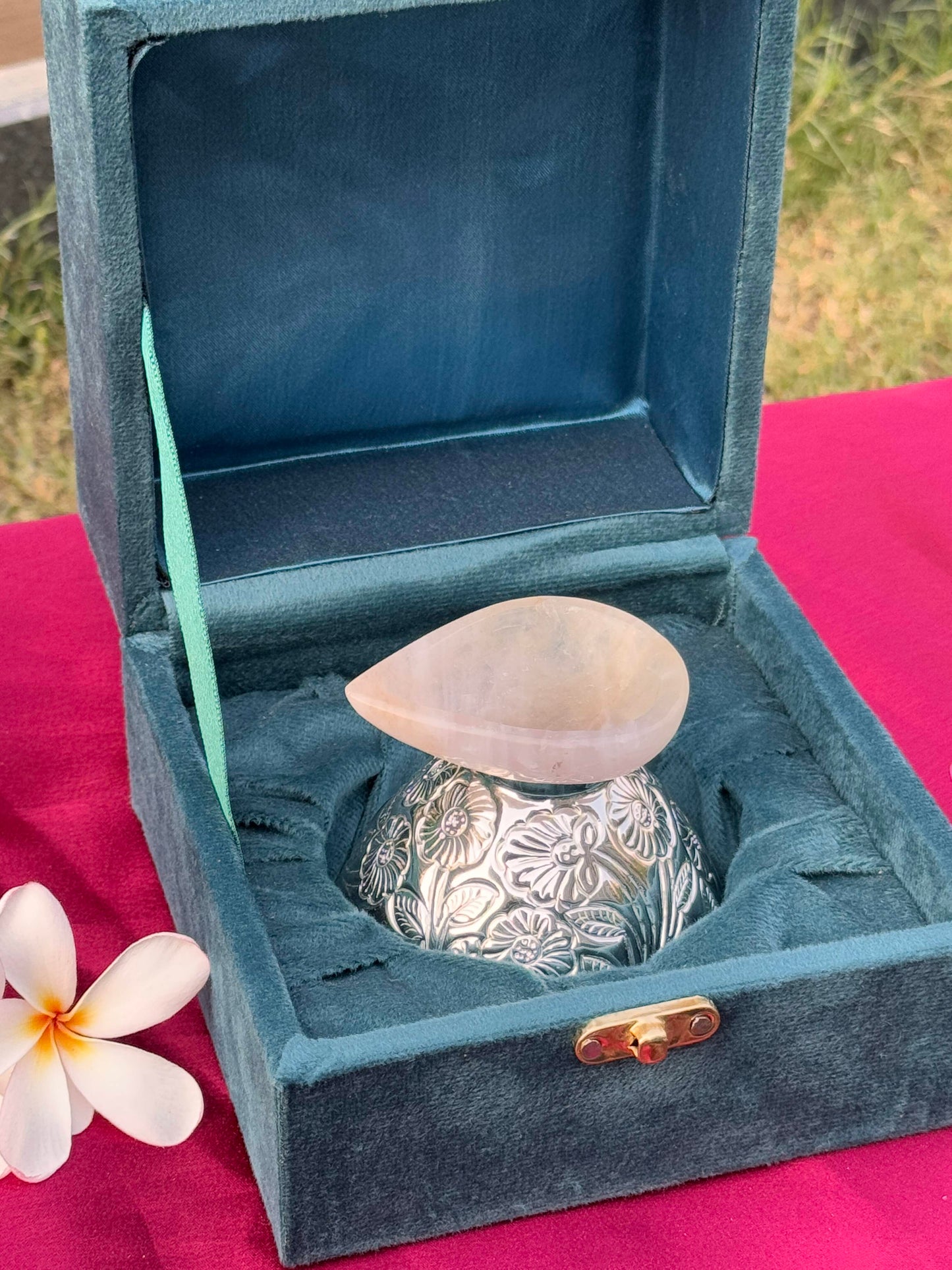 Silver Plated Real Stone On Top Diya
