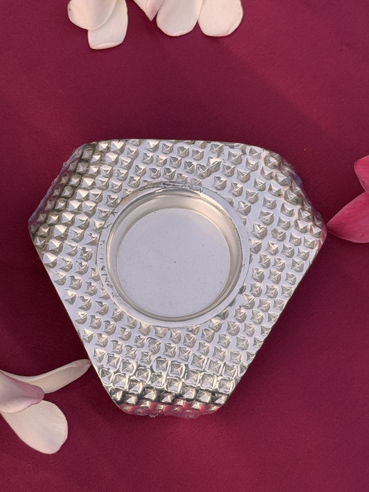 Hand Crafted Silver Plated Stylish Rectangle Shape Diya/Candle Stand