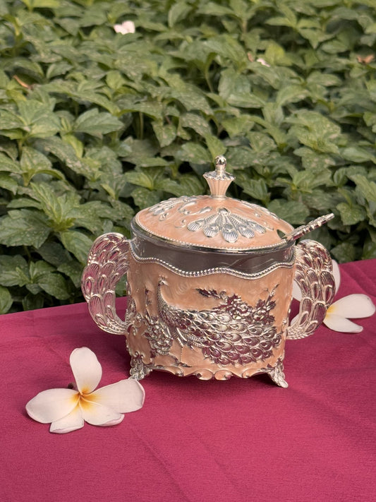 DESHANA Peacock Style Luxurious Dry Fruit cum Mukhwas Box – Orange – A Stylish Storage Solution for Delights