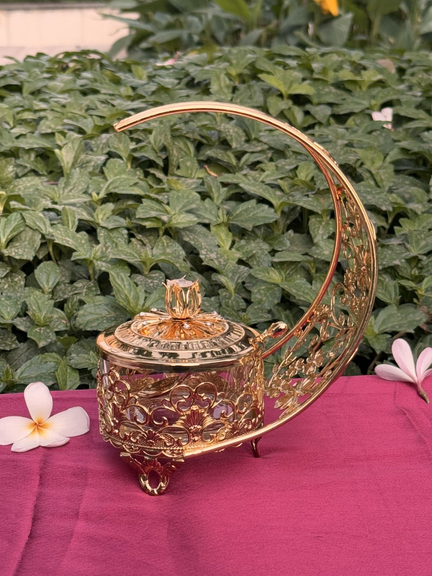 DESHANA Gold Plated Long Shape Dry Fruit/Mukhwas Box – A Luxurious Storage Solution for Delicacies