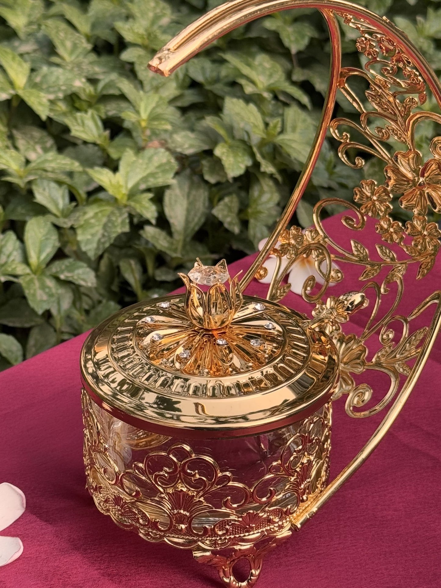 DESHANA Gold Plated Long Shape Dry Fruit/Mukhwas Box – A Luxurious Storage Solution for Delicacies