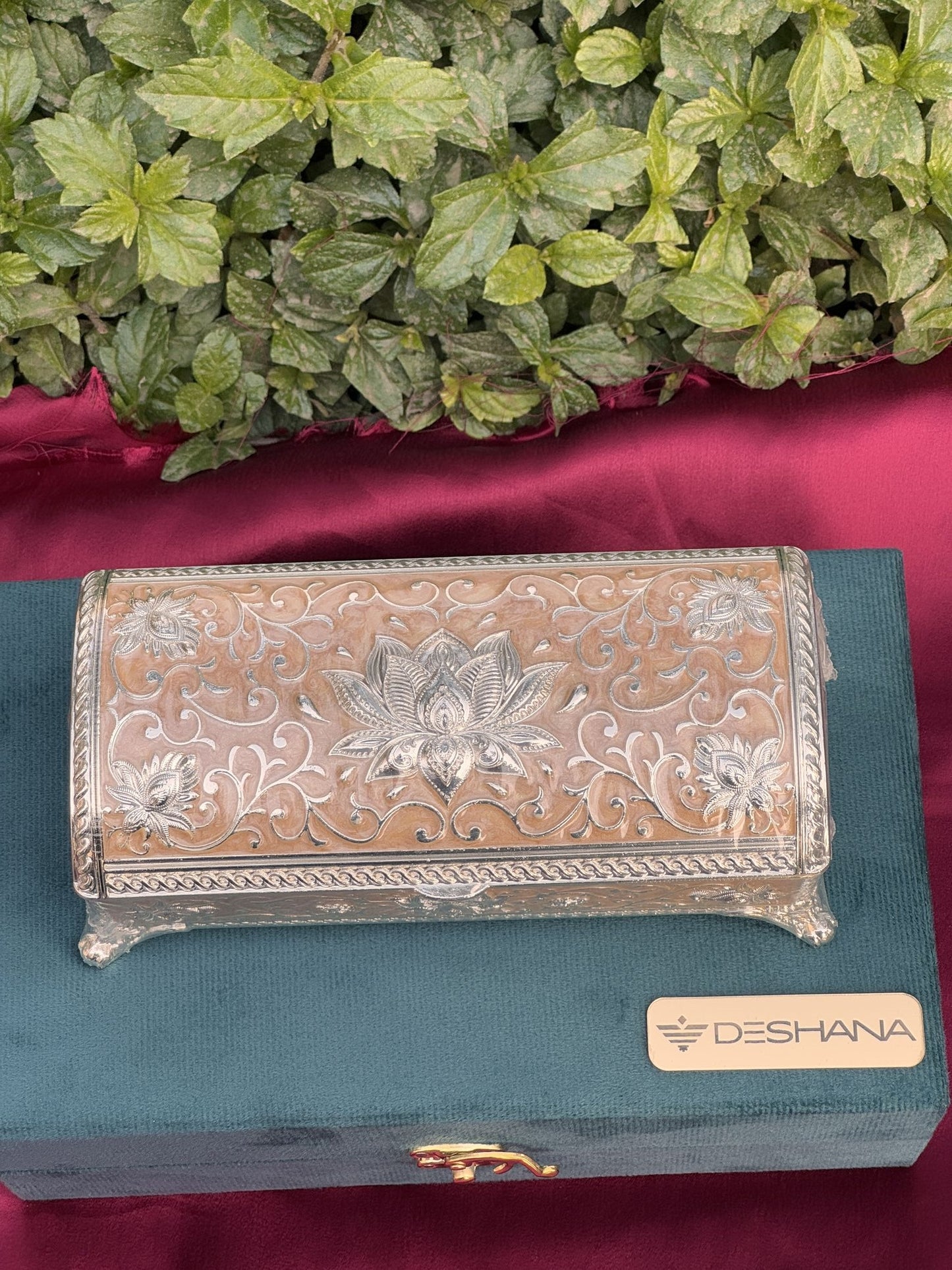 DESHANA New Pattern Long Style Jewellery Box – Orange – A Stylish and Elegant Storage Solution for Your Precious Jewels