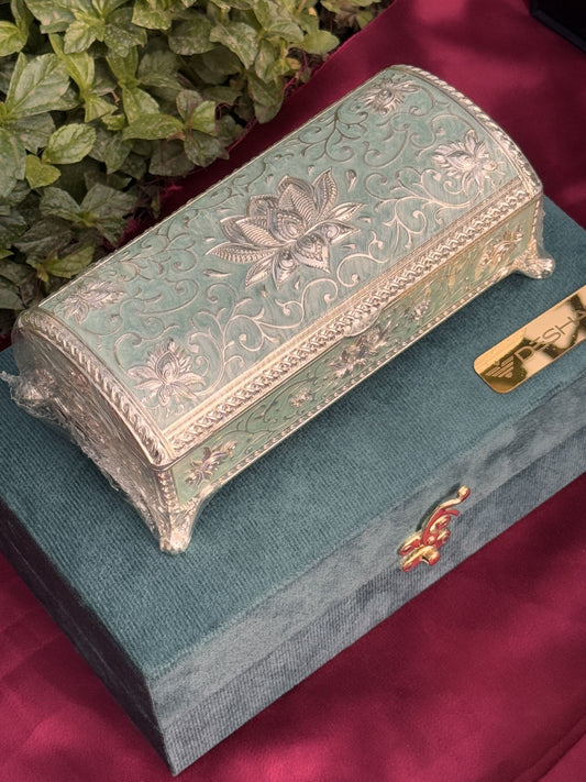 DESHANA New Pattern Long Style Jewellery Box – Blue – A Stylish and Elegant Storage Solution for Your Precious Jewels
