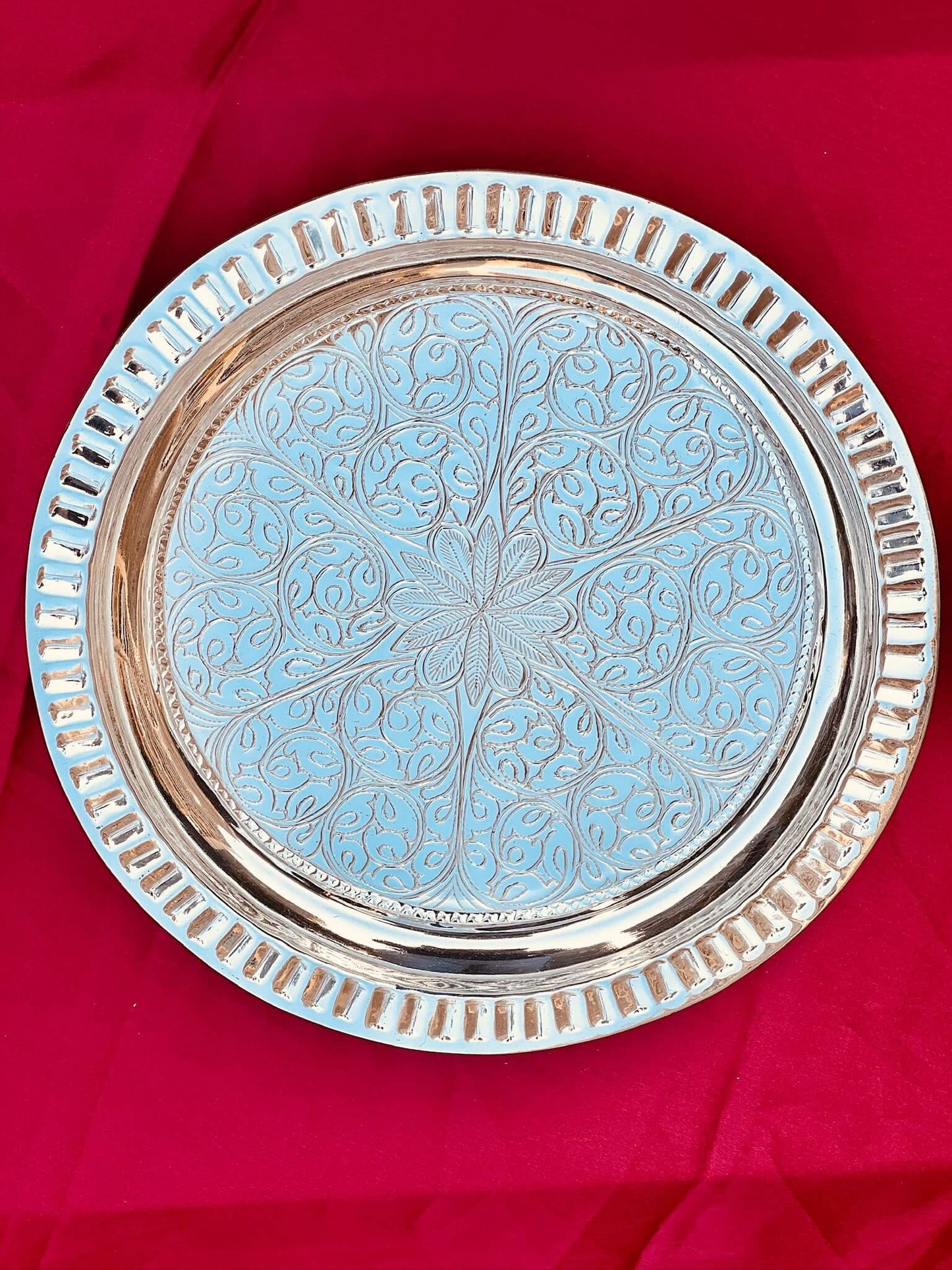 DESHANA Handcrafted Silver Plated Luxurious Pooja Thali with Kalash, Katori – A Complete Set for Divine Rituals