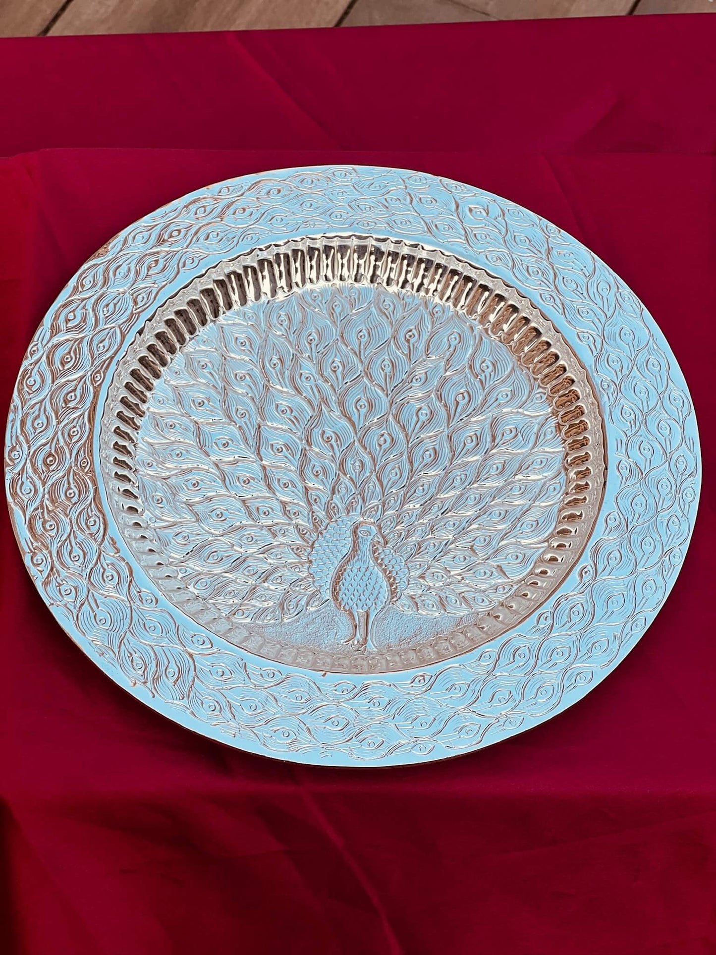 DESHANA Handcrafted Silver Plated Luxurious Pooja Thali with Kalash, Katori, and Ghanti – A Complete Set for Divine Rituals