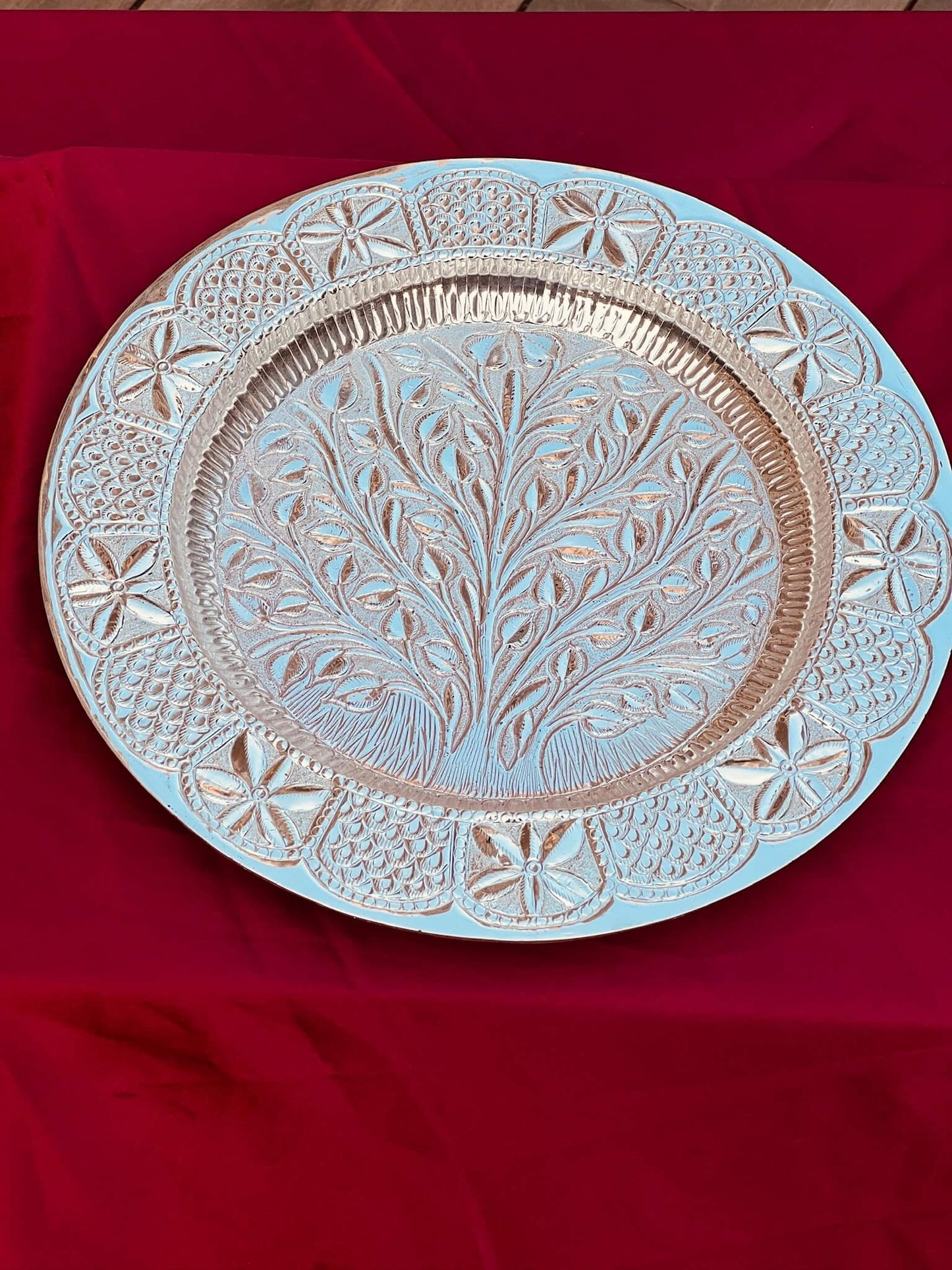 DESHANA Handcrafted Silver Plated Luxurious Pooja Thali with Kalash, Katori, and Ghanti – A Complete Set for Divine Rituals