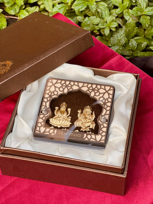 Gold Foil Lord Ganesha - Maa Laxmi Photo frame