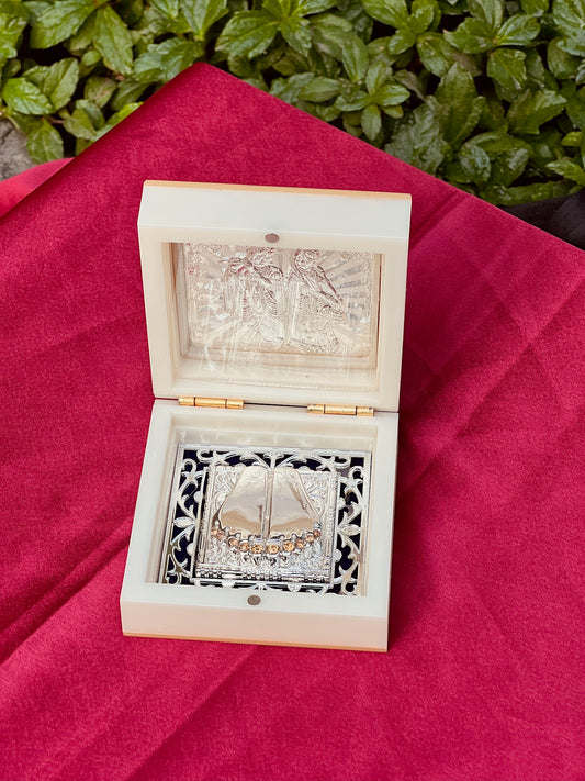 Silver Foil Pooja Petti Small  -Radha Krishna