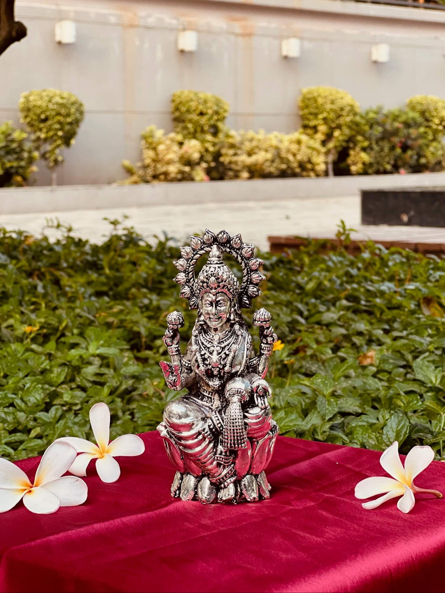 DESHANA Silver Plated Maa Laxmi Statue – A Divine Symbol of Wealth and Prosperity-Small Size