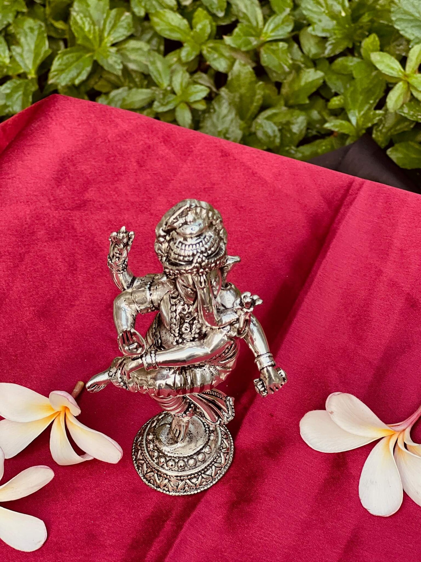 Silver Plated Standing / Dancing Lord Ganesha – A Majestic Symbol of Strength and Blessings