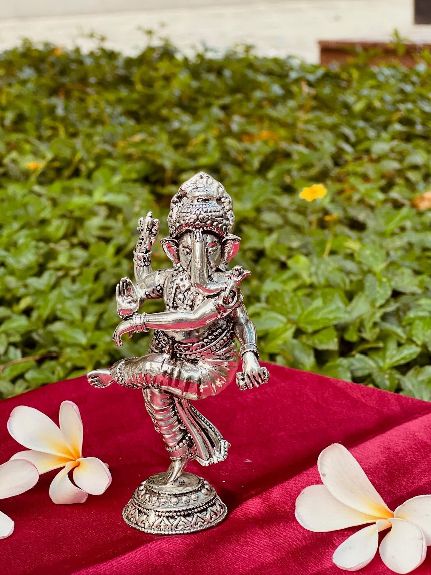Silver Plated Standing / Dancing Lord Ganesha – A Majestic Symbol of Strength and Blessings
