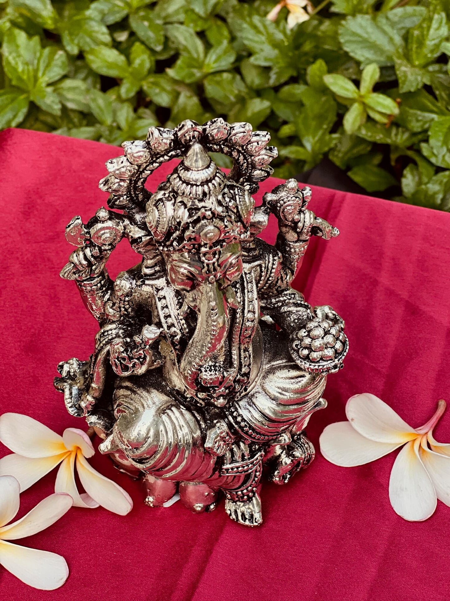 Silver Plated Antique Resin-Based Lord Ganesha – A Timeless Symbol of Prosperity and Blessings