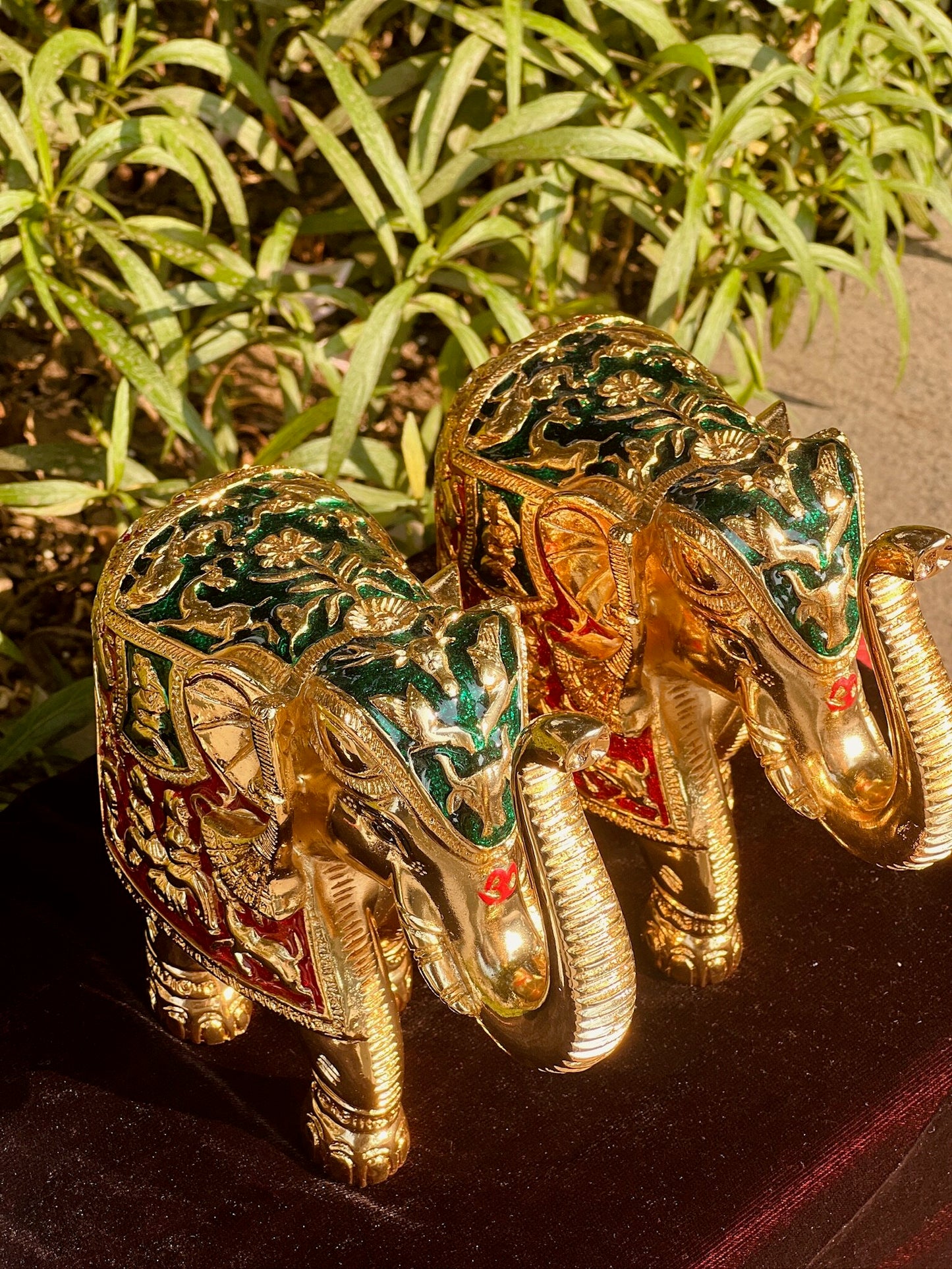 DESHANA Antique Meena Work Pair of Elephants – A Symbol of Strength, Wisdom, and Good Fortune-Big Size
