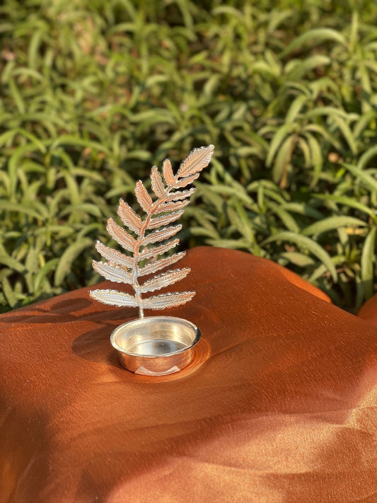Hand Crafted  Flower Silver Plated Stylish Diya/Candle Stand