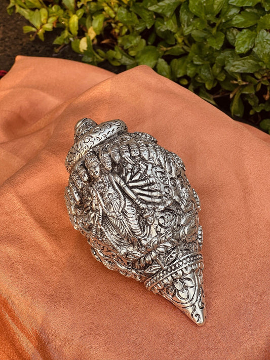 Luxurious Silver Plated Shankh- Lord Vishnu