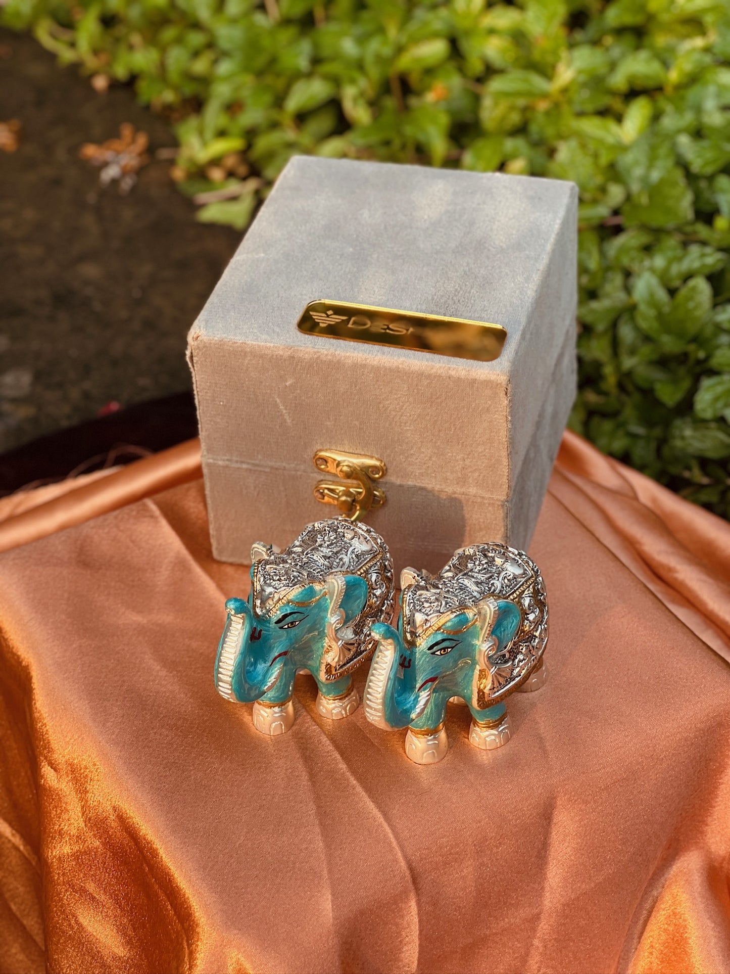 DESHANA Antique Meena Work Pair of Elephants – A Symbol of Strength, Wisdom, and Good Fortune-Medium Size
