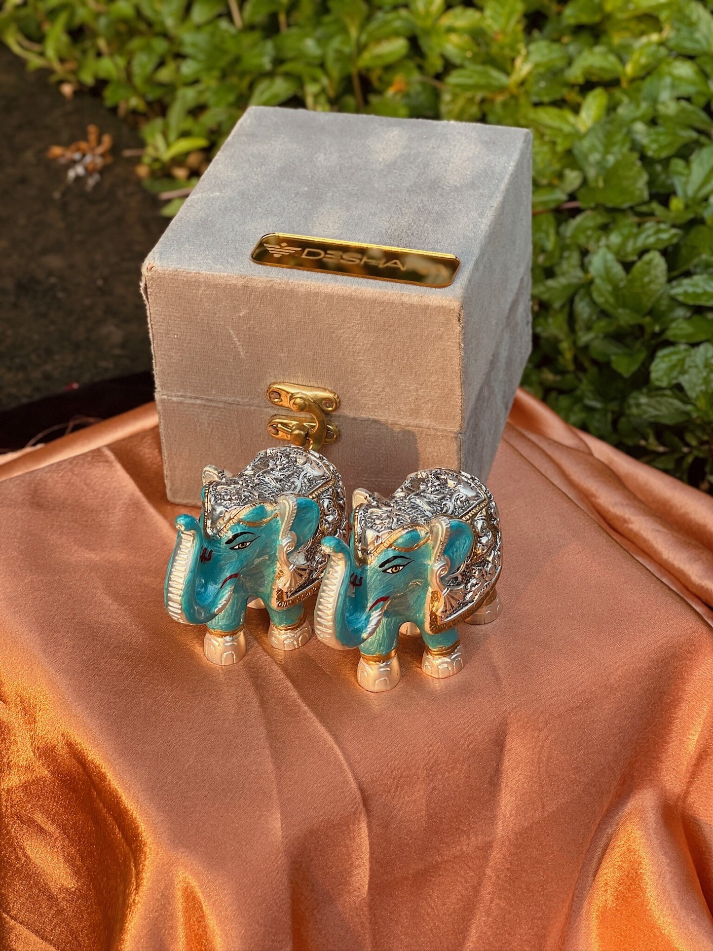 DESHANA Antique Meena Work Pair of Elephants – A Symbol of Strength, Wisdom, and Good Fortune-Medium Size