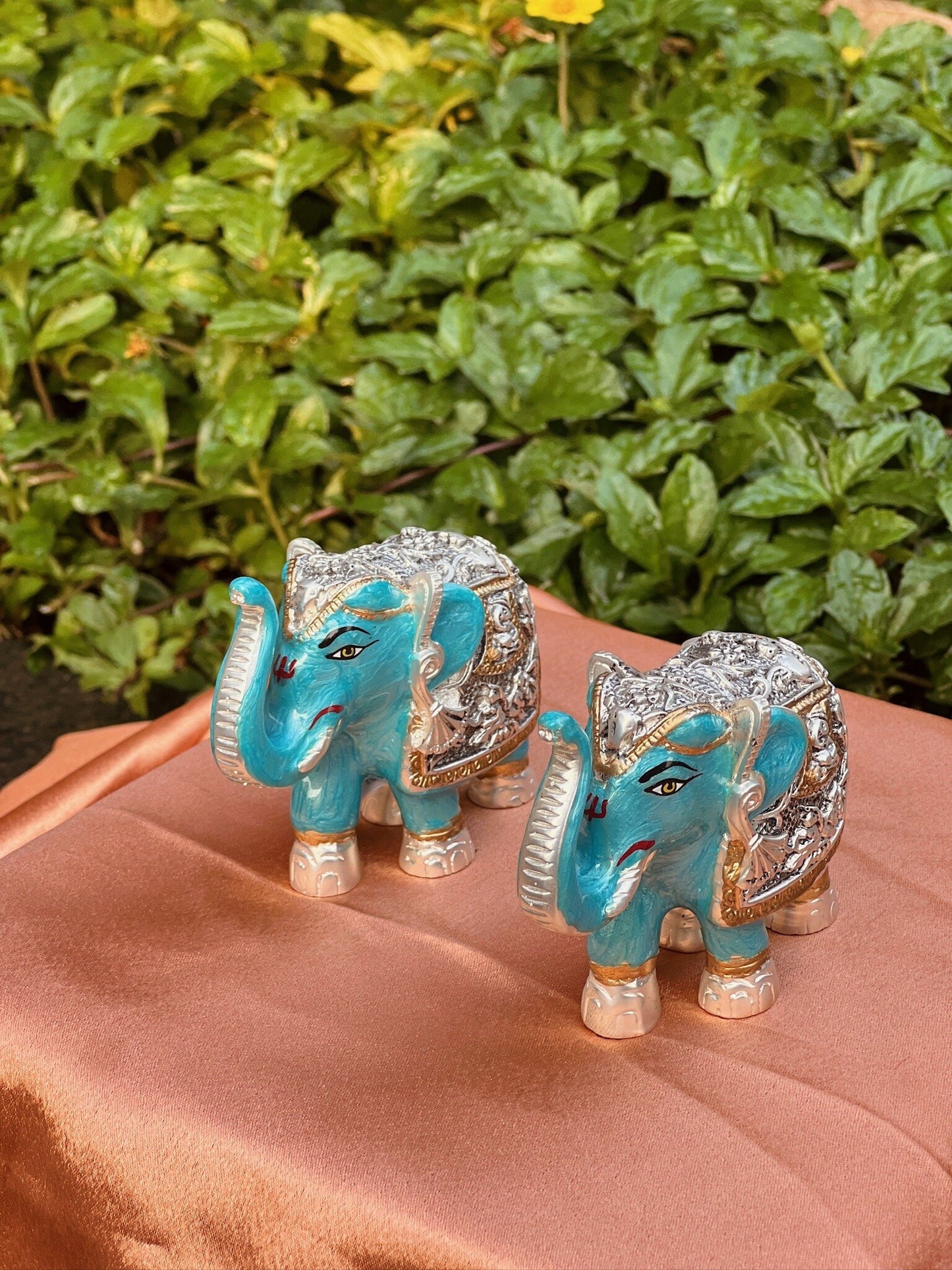 DESHANA Antique Meena Work Pair of Elephants – A Symbol of Strength, Wisdom, and Good Fortune-Medium Size