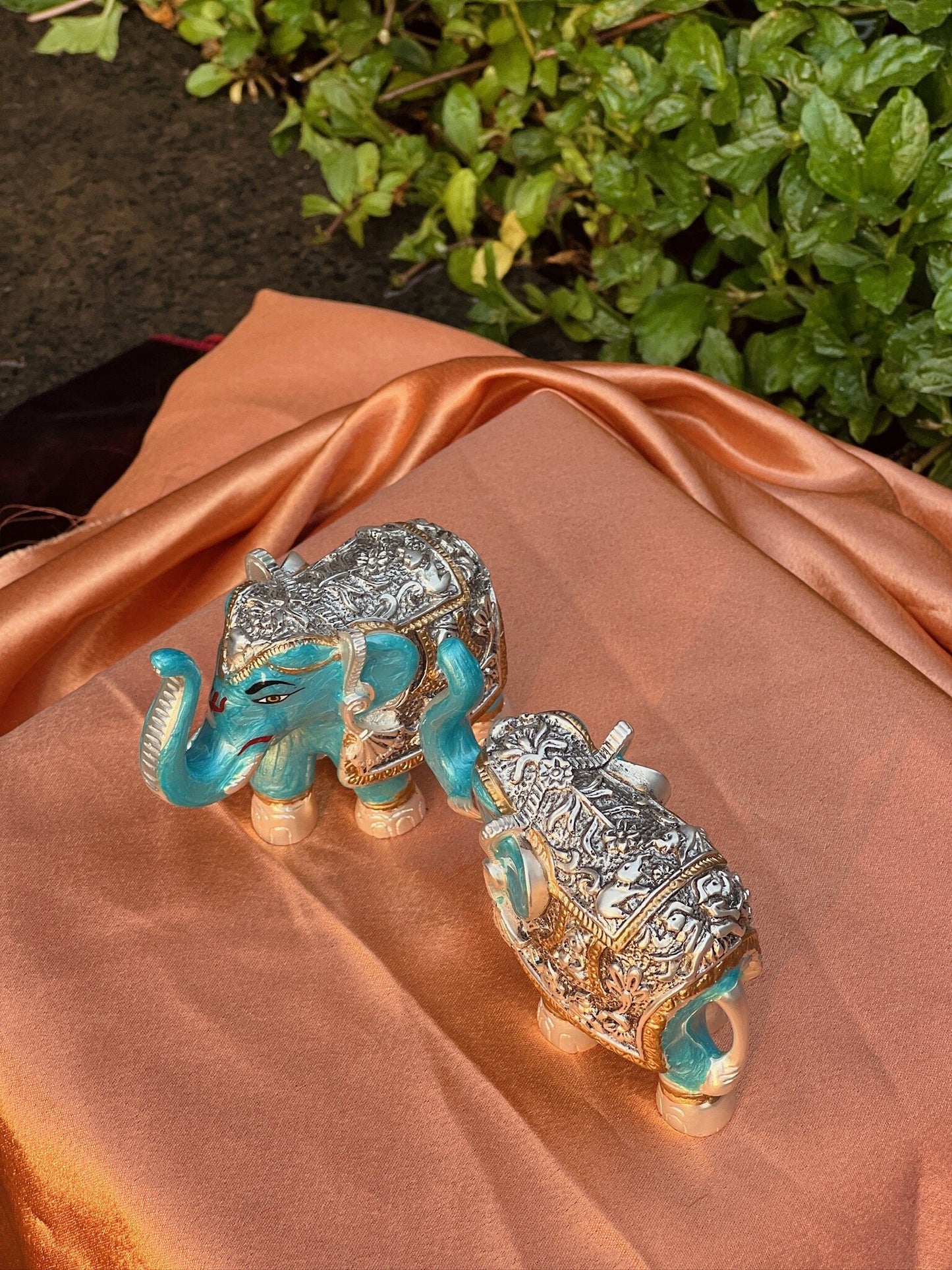 DESHANA Antique Meena Work Pair of Elephants – A Symbol of Strength, Wisdom, and Good Fortune-Medium Size
