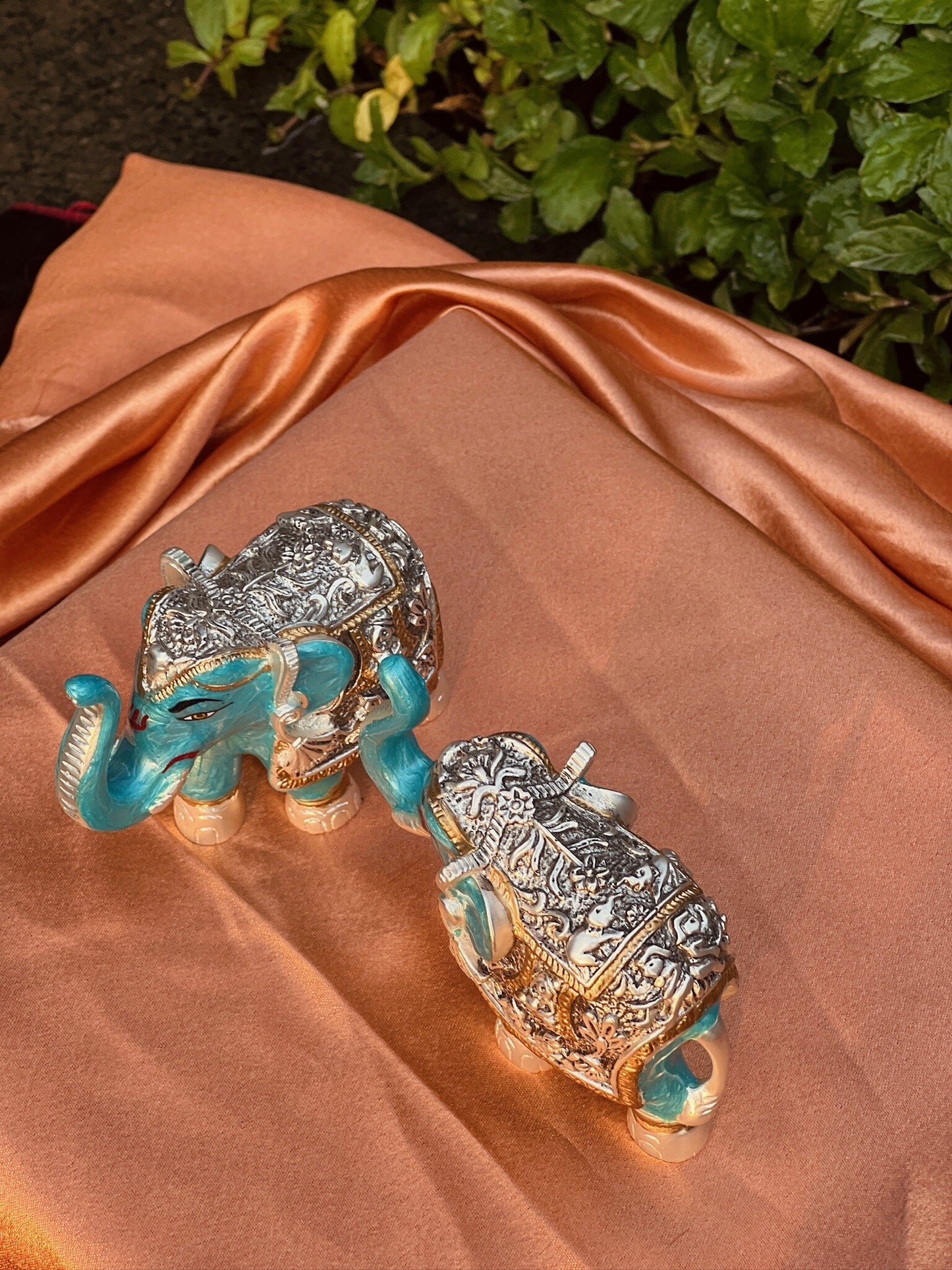 DESHANA Antique Meena Work Pair of Elephants – A Symbol of Strength, Wisdom, and Good Fortune-Medium Size
