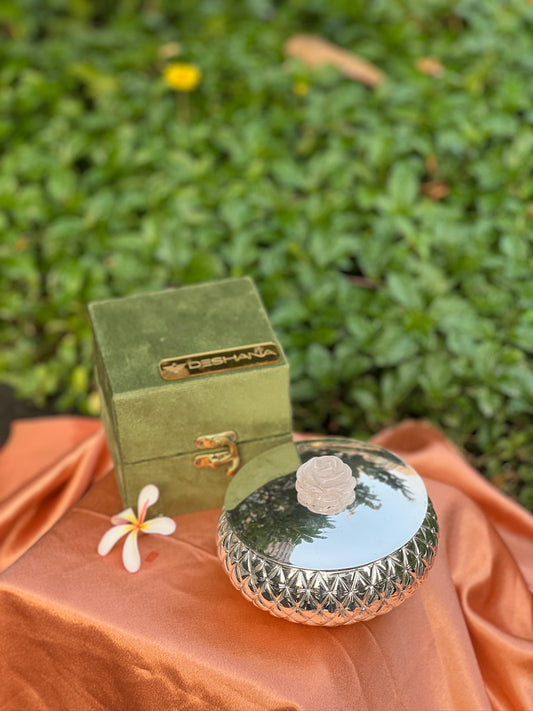 Silver Plated Designer Container with Stone Holder
