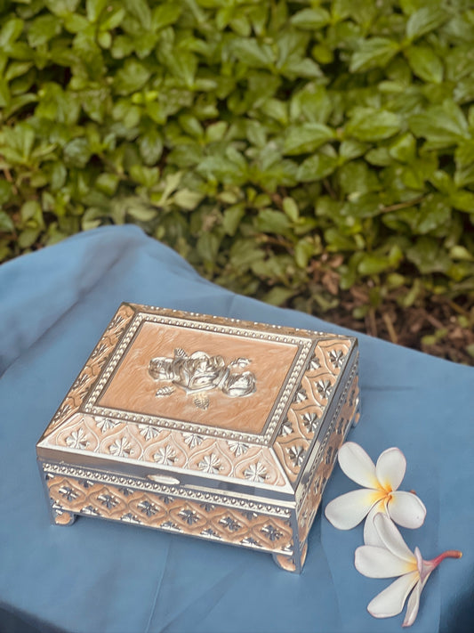 Enamel Compact Luxurious Jewellery Box-Peach