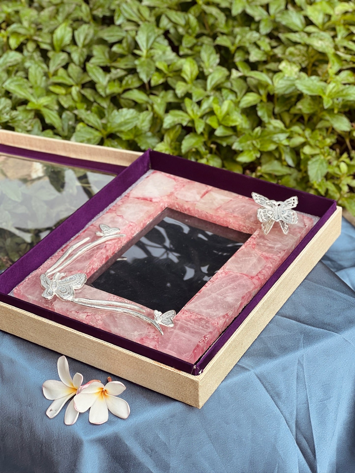 Rose Quartz Agate Picture Frame Natural Stone
