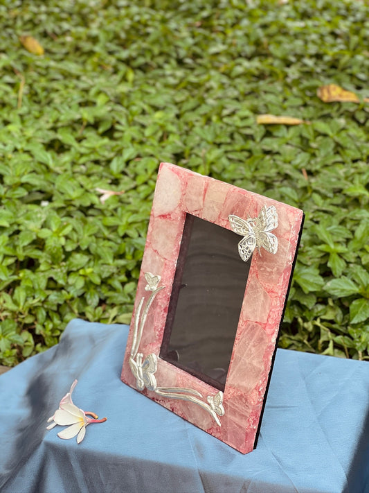 Rose Quartz Agate Picture Frame Natural Stone