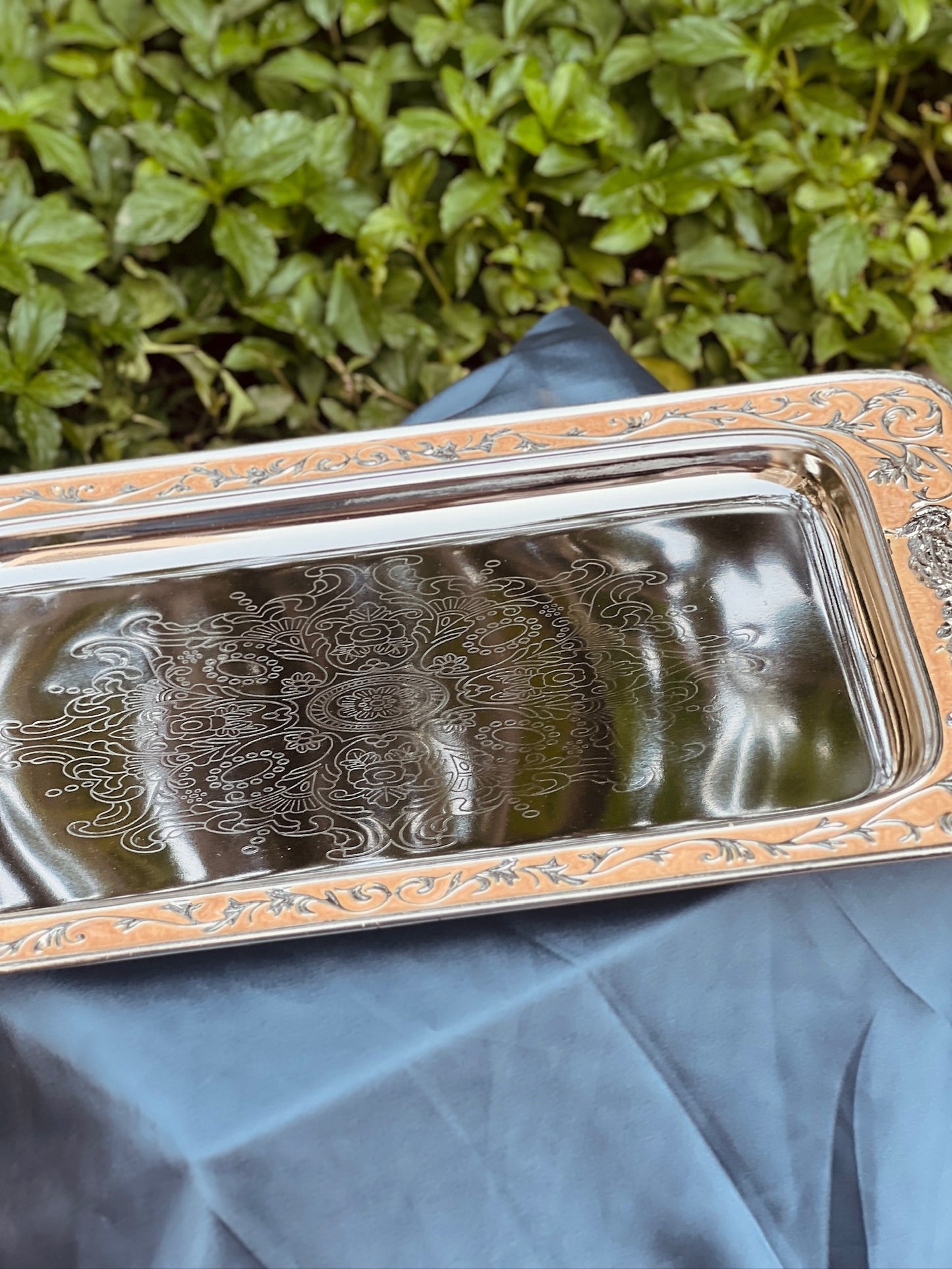 Enamel Serving Tray-Peach