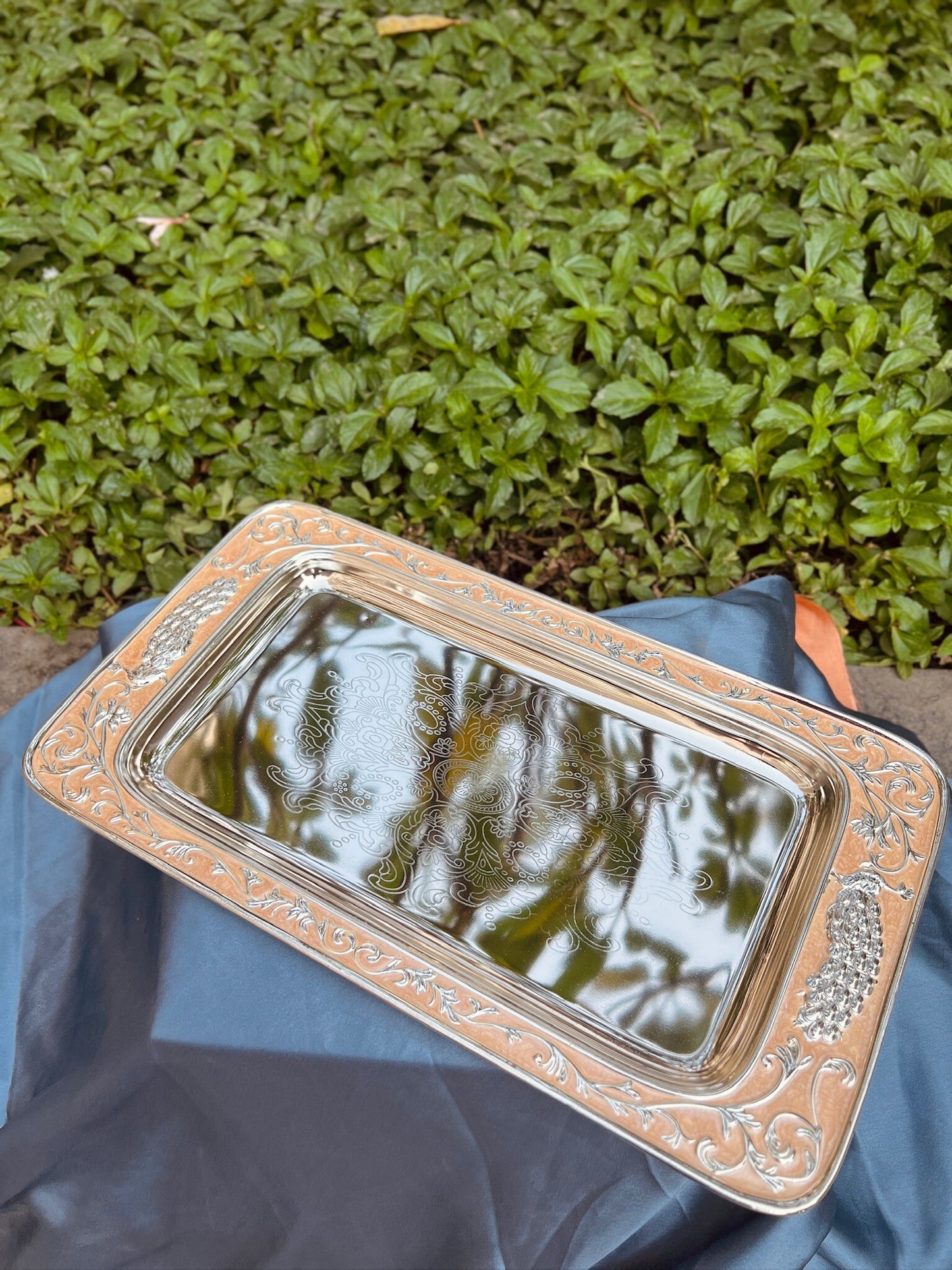 Enamel Serving Tray-Peach