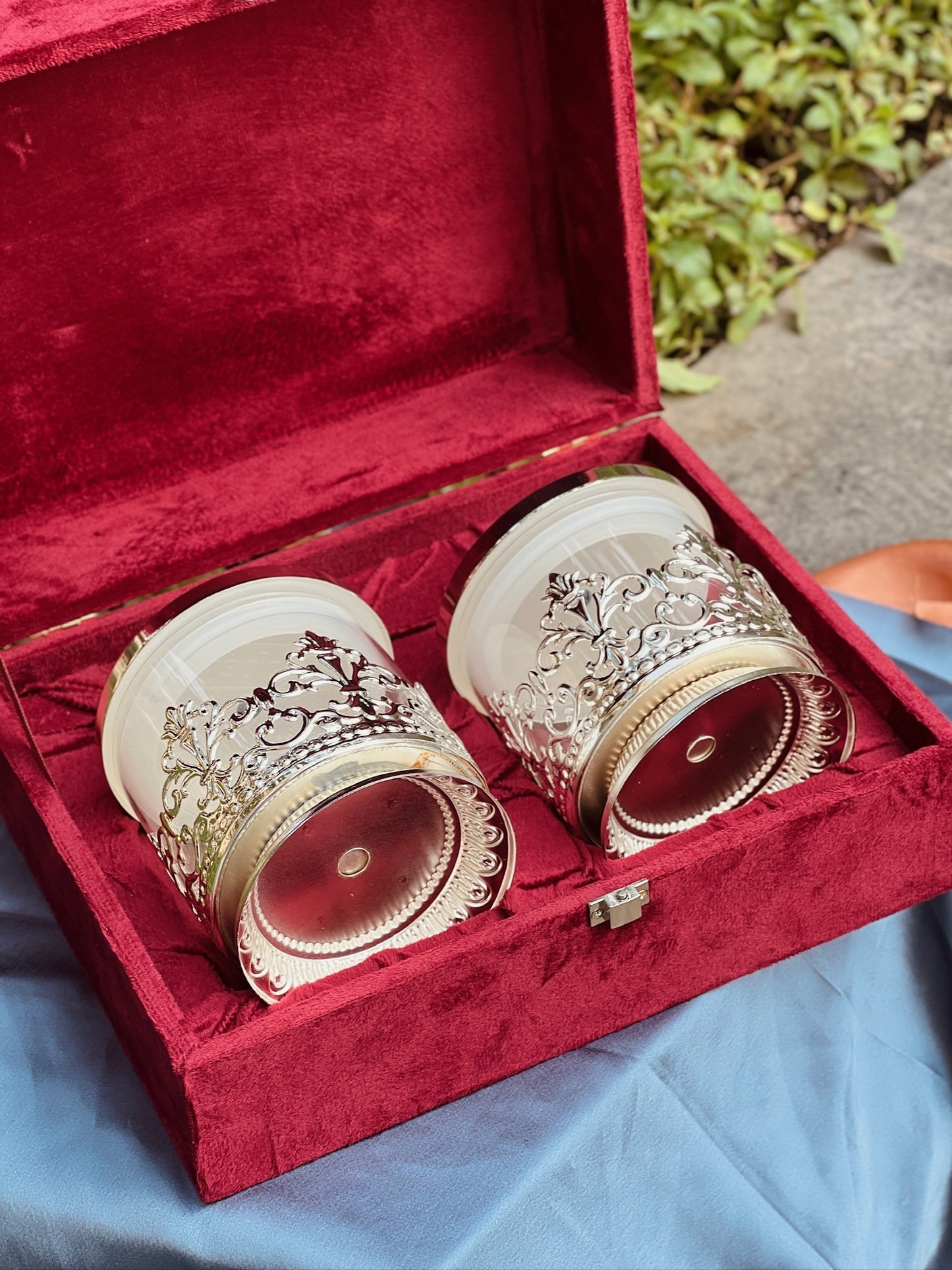 Silver Plated JaliStyle Air tight Dry Fruit Containers Set of Two-Medium Size